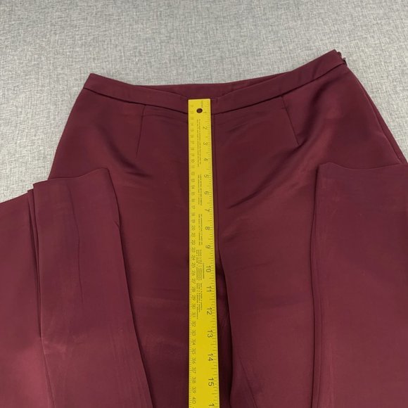 Katherine Kelly Cranberry Red Satin Dressy Pants Pleated‎ Hem Size 10 Lined - Picture 7 of 14